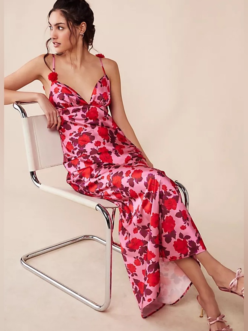 For Love & Lemons Huda Maxi Dress Pink Floral Size XS